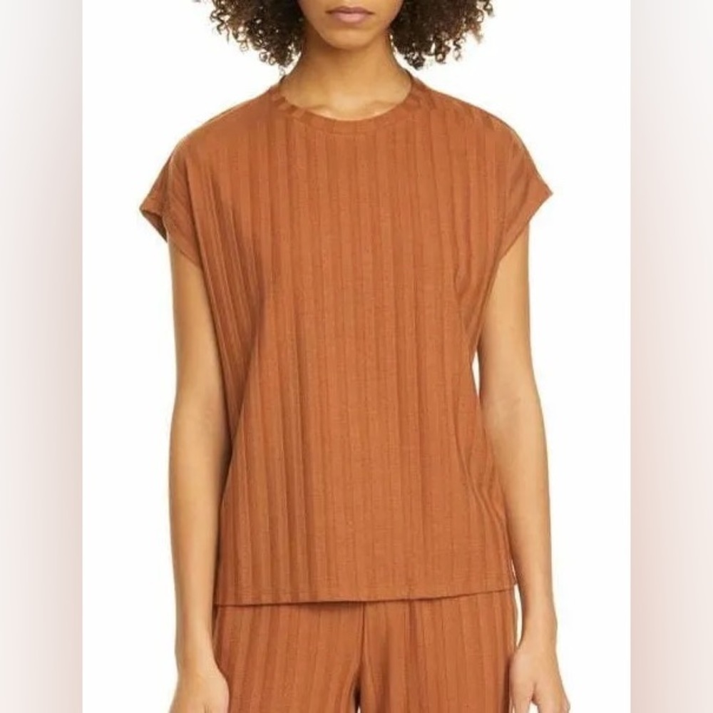Eileen Fisher || Burnt Orange Ribbed Sleeveless Knit Top